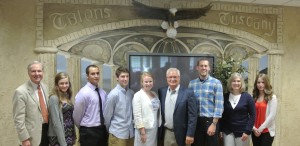 From left: DMACC President, Rob Denson, Madeline Wignall, Issac Dahlman, Collin Urquhart, Dennis Albaugh, Jon Lindaman, Cheryl Cardin and Jenny Montange