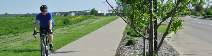 cropped biker on state street